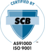 SCB registrar mark — certified to AS9100D and ISO 9001