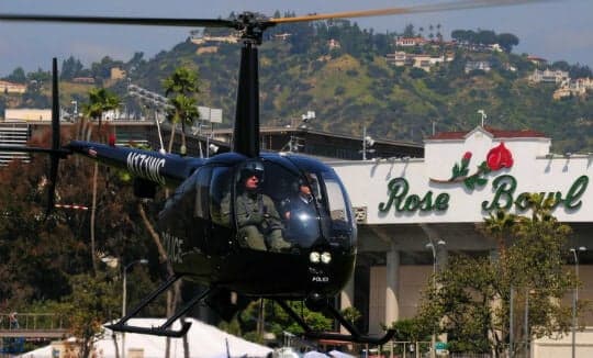 Helicopters staged at the Rose Bowl Stadium for the annual disaster response exercise