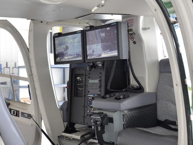Southeast Aerospace Bell 407 special mission operator station with dual Macro-Blue MB15W displays