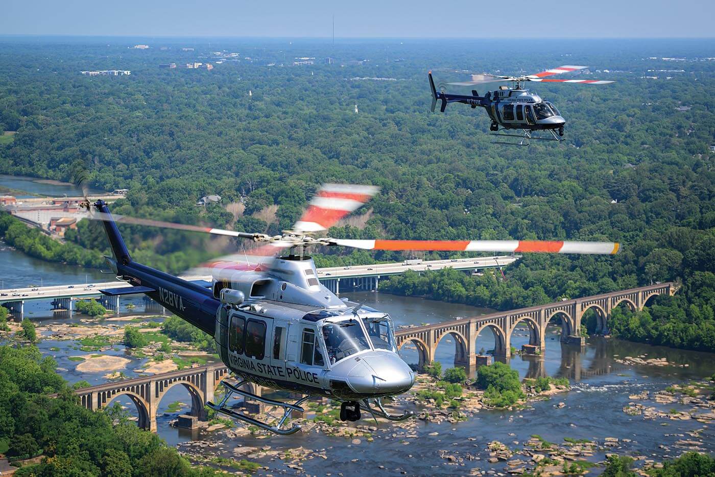 Virginia State Police helicopter in flight