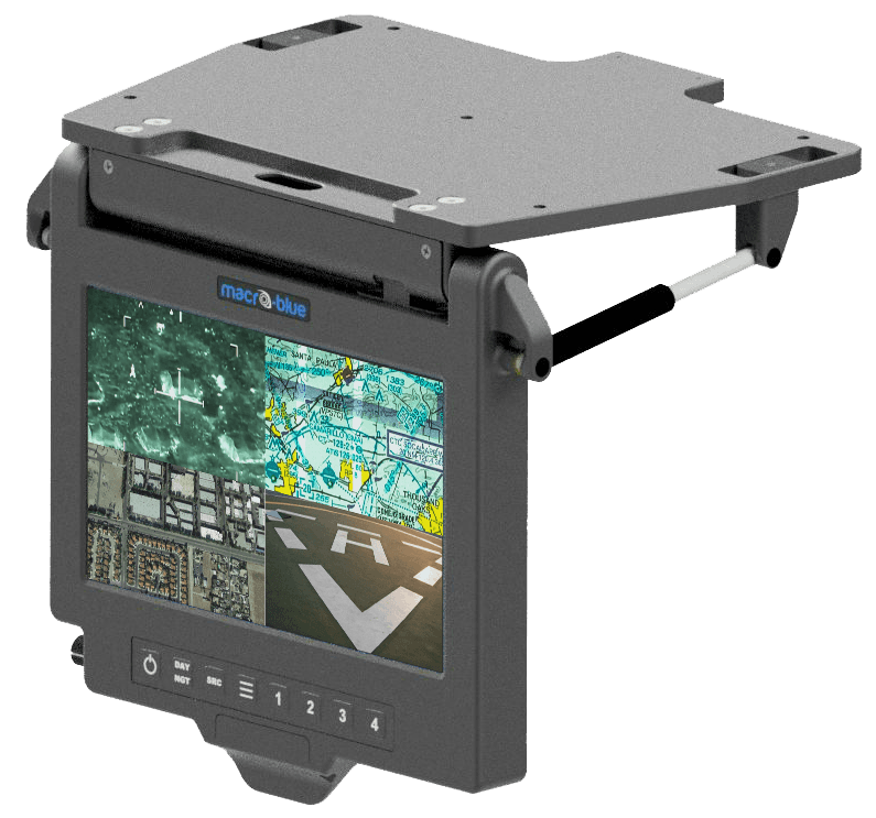 MB07W Stowable flip-down display head, deployed